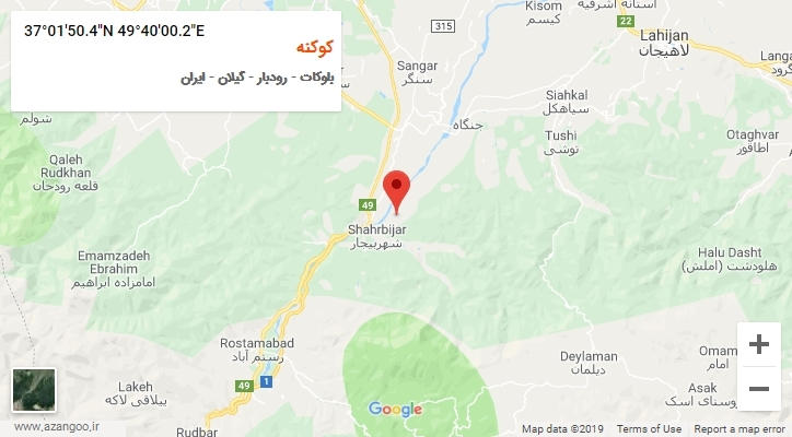 روستای کوکنه بر روی نقشه