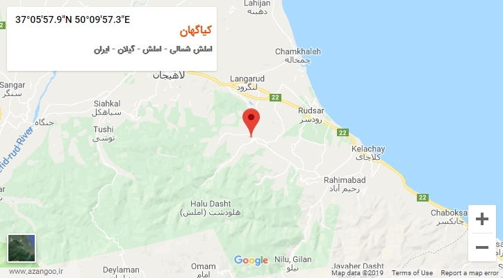روستای کیاگهان بر روی نقشه