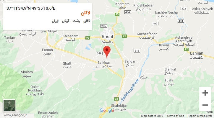 روستای لاکان بر روی نقشه