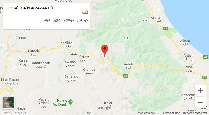 روستای لک بر روی نقشه