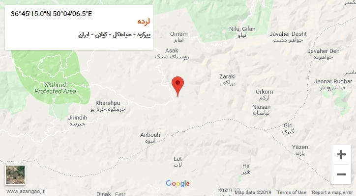 روستای لرده بر روی نقشه