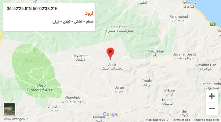 روستای لرود بر روی نقشه