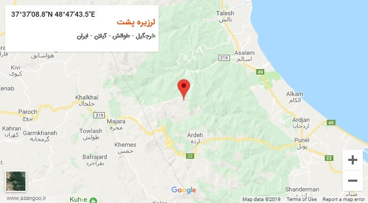 روستای لرزیره پشت بر روی نقشه