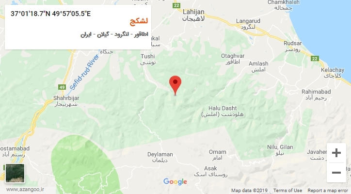 روستای لشکج بر روی نقشه