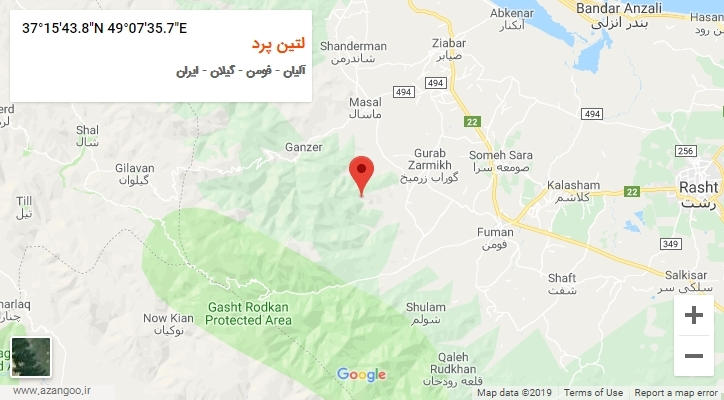 روستای لتین پرد بر روی نقشه