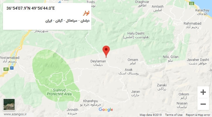 روستای لوار بر روی نقشه