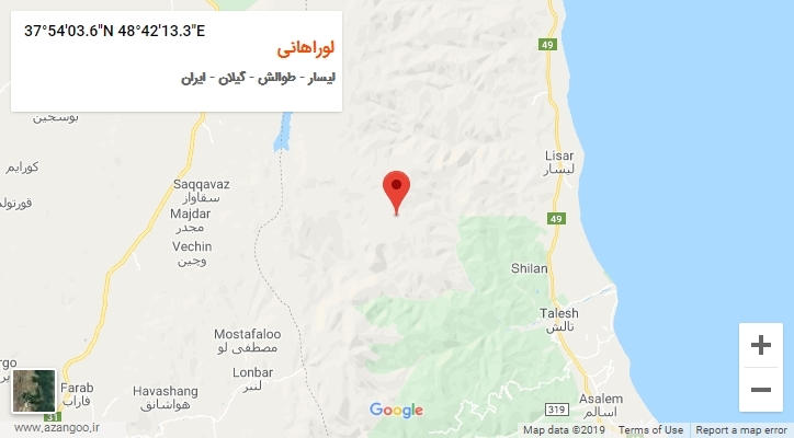 روستای لوراهانی بر روی نقشه