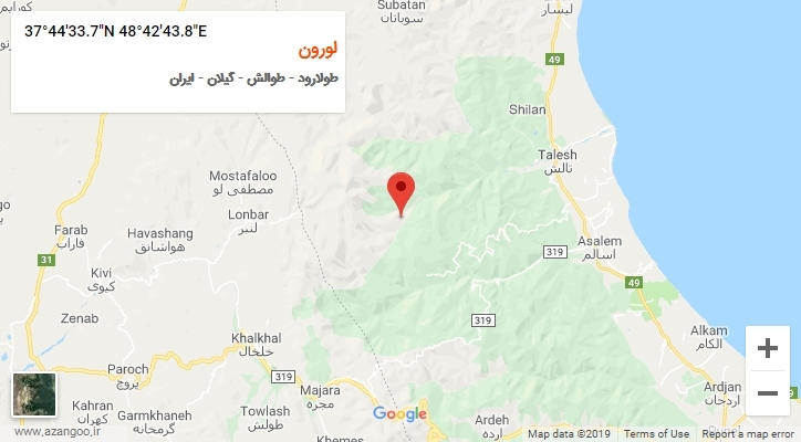 روستای لورون بر روی نقشه