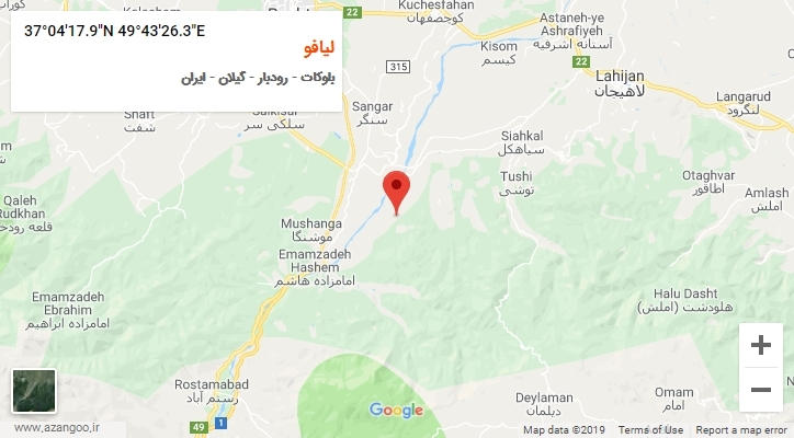 روستای لیافو بر روی نقشه