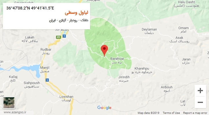 روستای لیاول وسطی بر روی نقشه