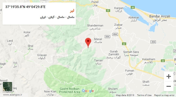 روستای لیر بر روی نقشه