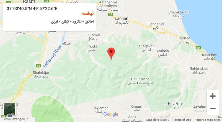 روستای لیشمه بر روی نقشه