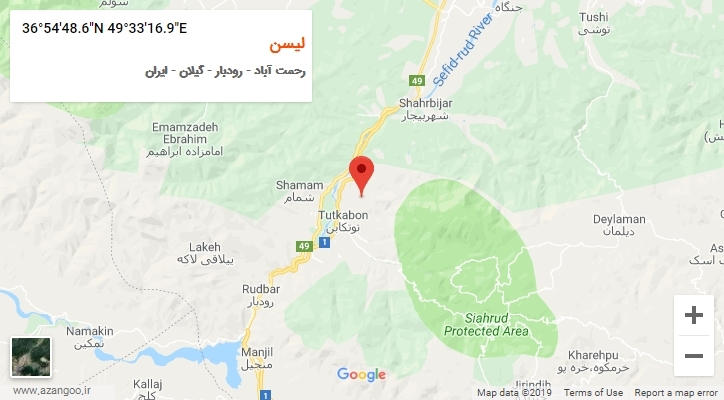 روستای لیسن بر روی نقشه