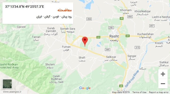 روستای معافمحله بر روی نقشه