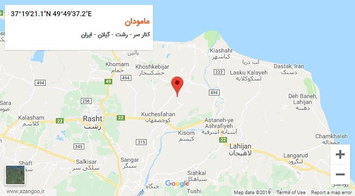 روستای مامودان بر روی نقشه