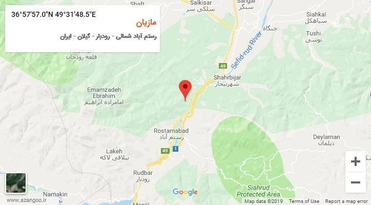 روستای مازیان بر روی نقشه