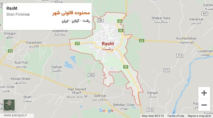 دهستان محدوده قانونی شهر بر روی نقشه