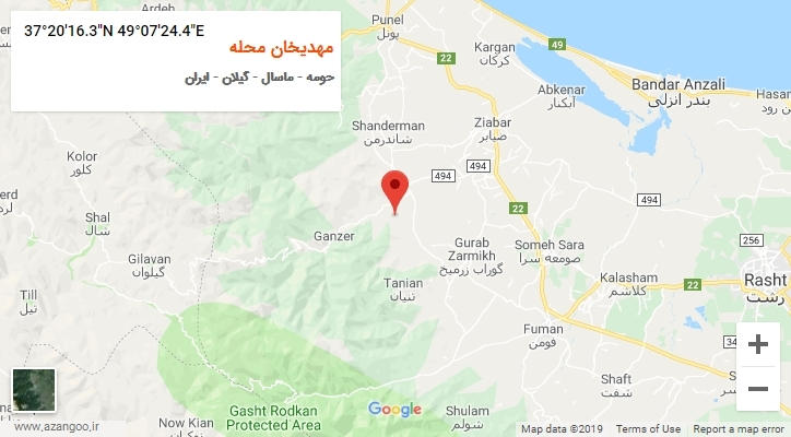 روستای مهدیخان محله بر روی نقشه