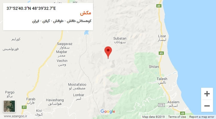 روستای مکش بر روی نقشه