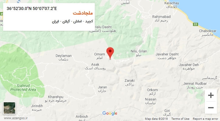 روستای ملجادشت بر روی نقشه