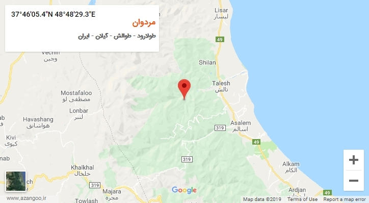روستای مردوان بر روی نقشه