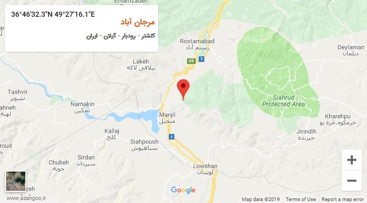 روستای مرجان آباد بر روی نقشه