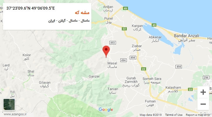 روستای مشه که بر روی نقشه