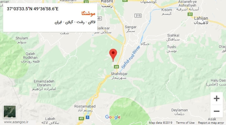 روستای موشنگا بر روی نقشه