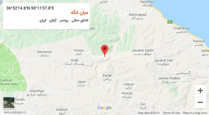 روستای میان لنگه بر روی نقشه