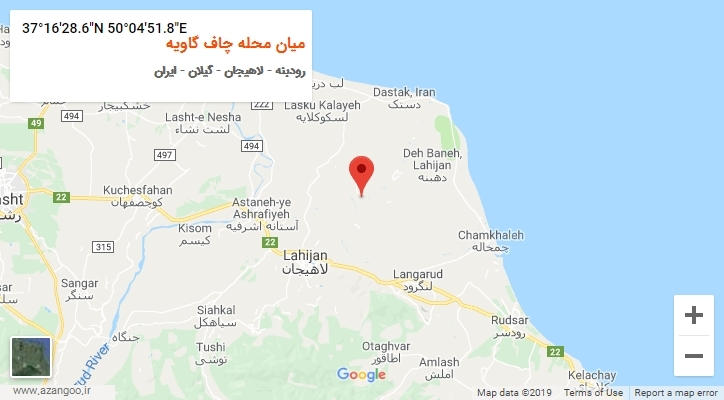 روستای میان محله چاف گاویه بر روی نقشه