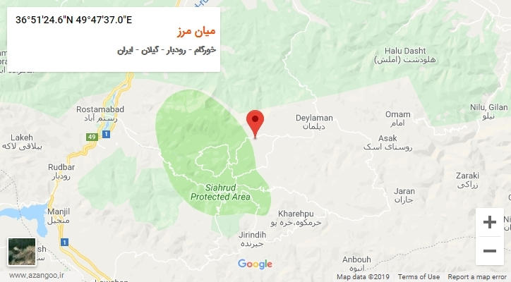 روستای میان مرز بر روی نقشه