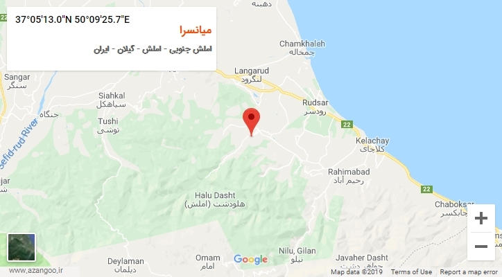 روستای میانسرا بر روی نقشه