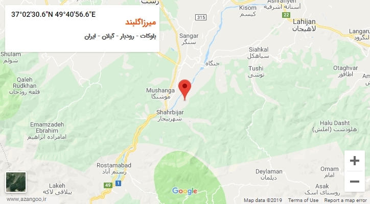 روستای میرزاگلبند بر روی نقشه
