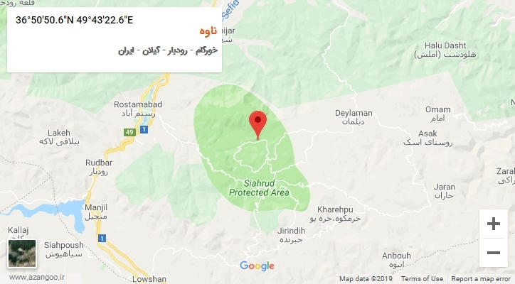 روستای ناوه بر روی نقشه