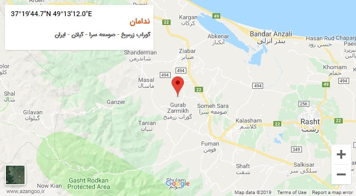روستای ندامان بر روی نقشه