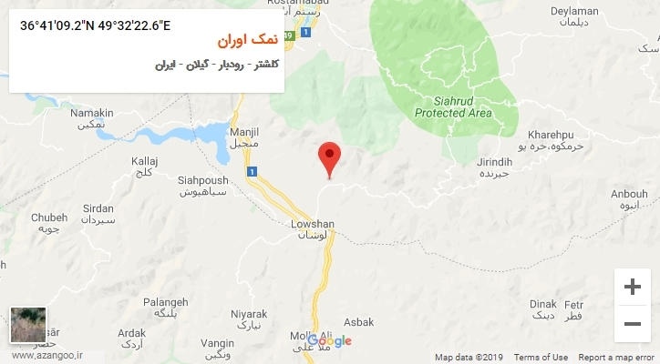 روستای نمک اوران بر روی نقشه
