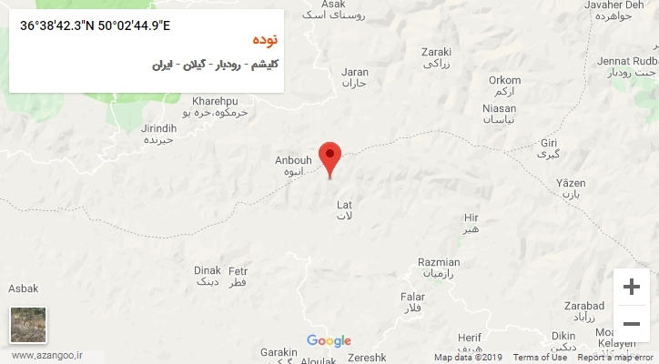 روستای نوده بر روی نقشه