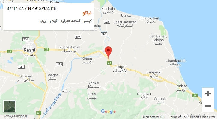 روستای نیاکو بر روی نقشه