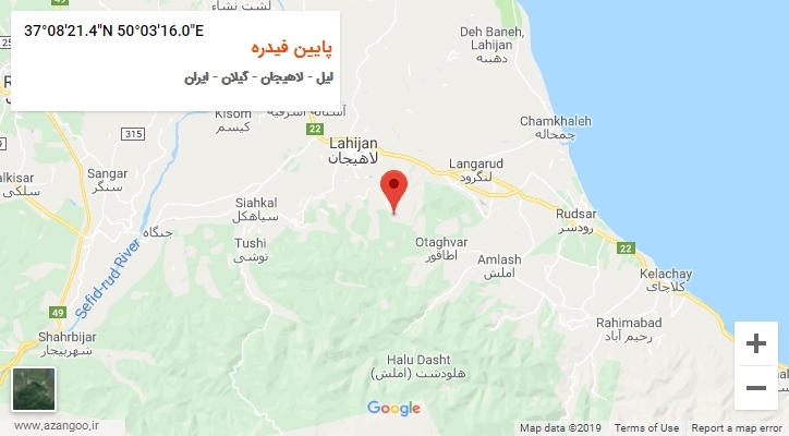 روستای پایین فیدره بر روی نقشه