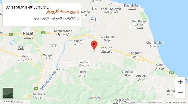 روستای پایین محله گلرودبار بر روی نقشه