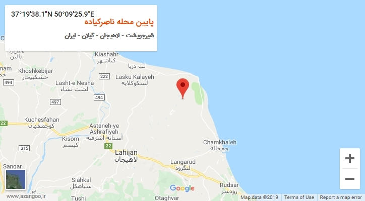 روستای پایین محله ناصرکیاده بر روی نقشه