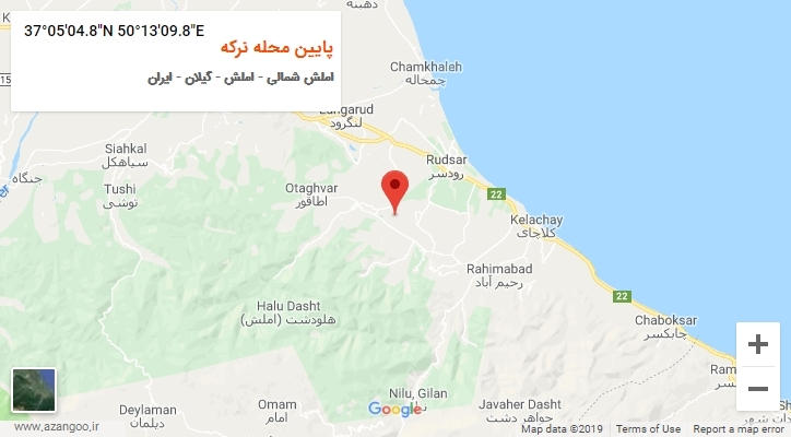 روستای پایین محله نرکه بر روی نقشه