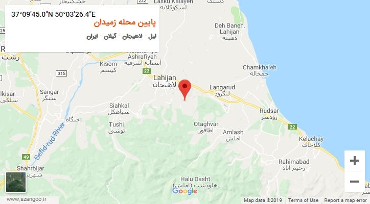 روستای پایین محله زمیدان بر روی نقشه