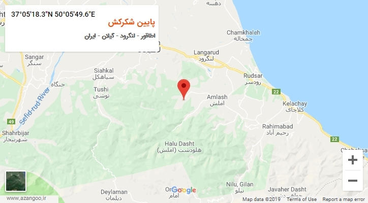 روستای پایین شکرکش بر روی نقشه