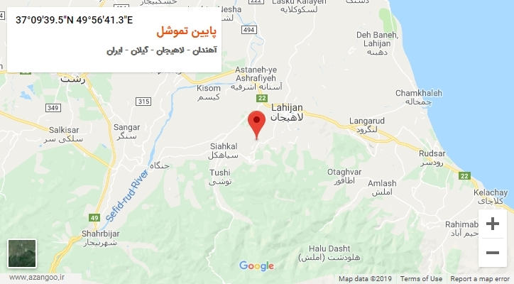 روستای پایین تموشل بر روی نقشه