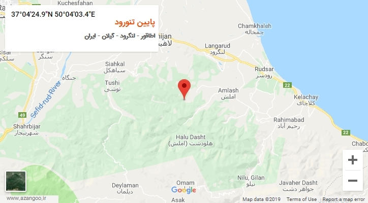 روستای پایین تنورود بر روی نقشه