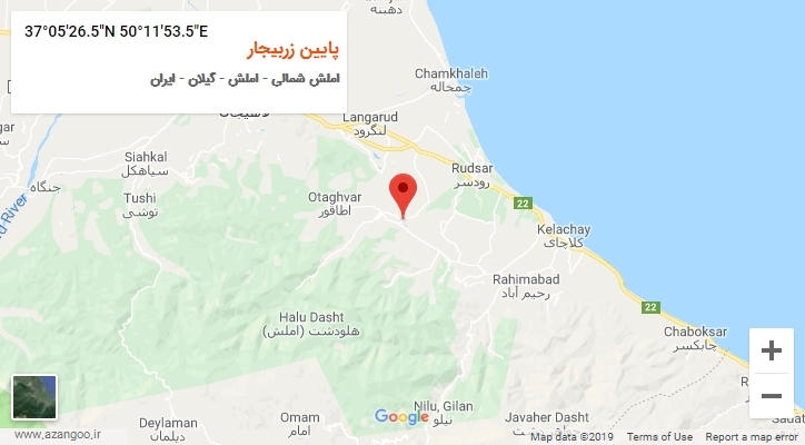 روستای پایین زربیجار بر روی نقشه