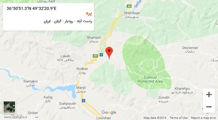 روستای پره بر روی نقشه