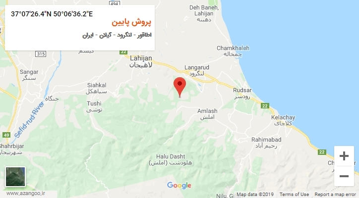 روستای پروش پایین بر روی نقشه