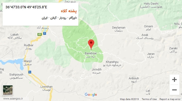 روستای پشته کلاه بر روی نقشه